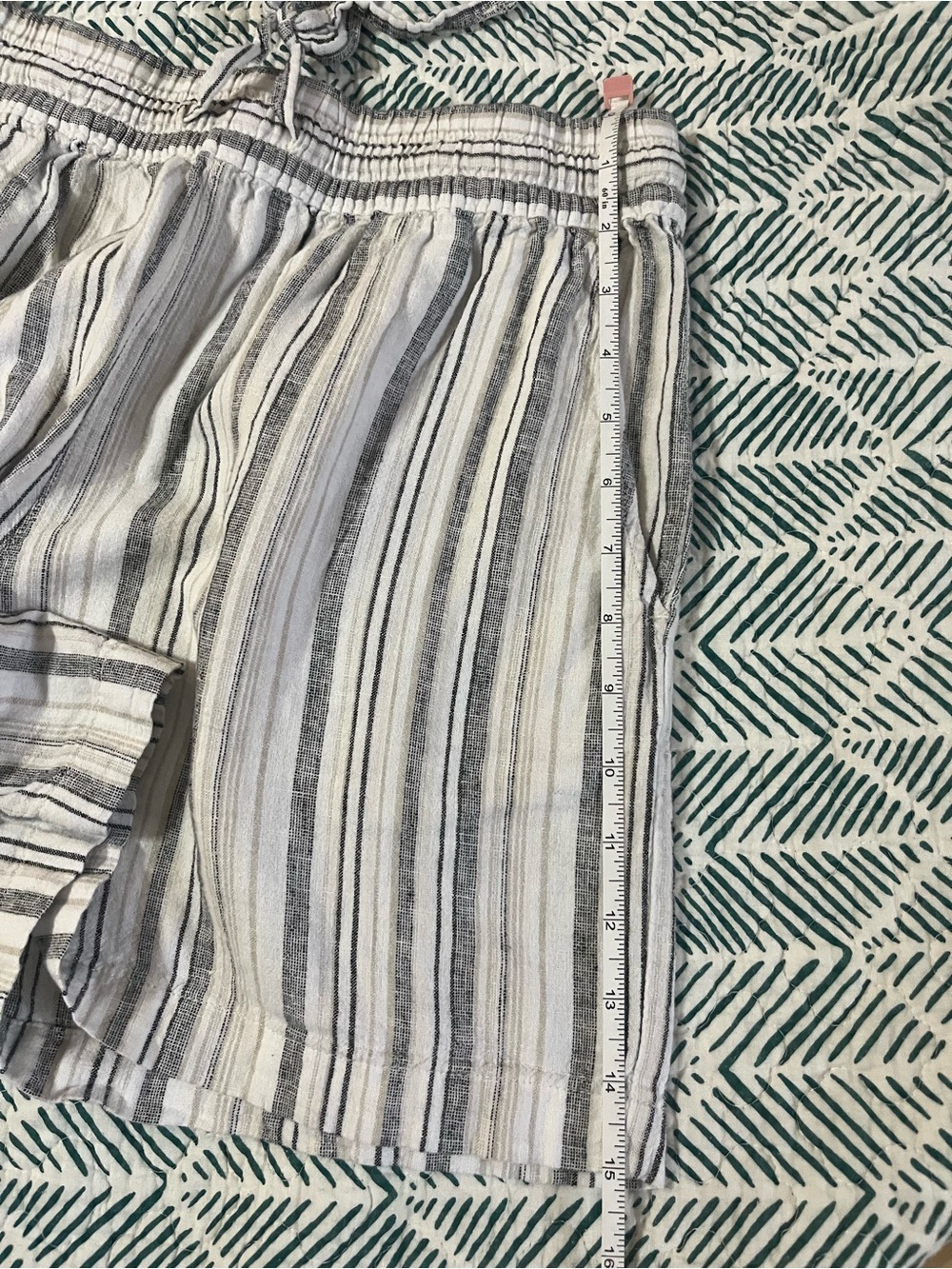 Women's Striped Drawstring Shorts - Blue & White - Picture 6 of 8